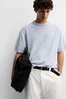 STRIPED TEXTURED KNIT T-SHIRT
