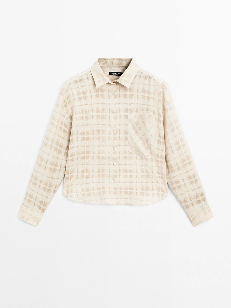 Flowing linen blend check shirt