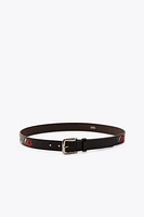 LEATHER BELT WITH FLORAL EMBROIDERY