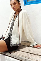 CHEMISE BRODERIES CONTRASTE