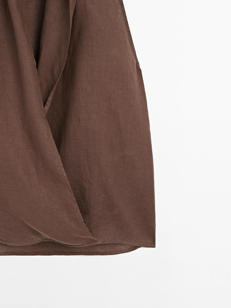 Linen crossover halter top