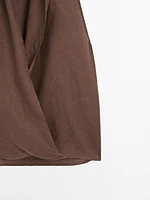 Linen crossover halter top