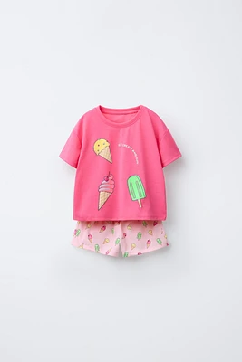 6 ANS/ PYJAMA T-SHIRT ET BERMUDA GLACES