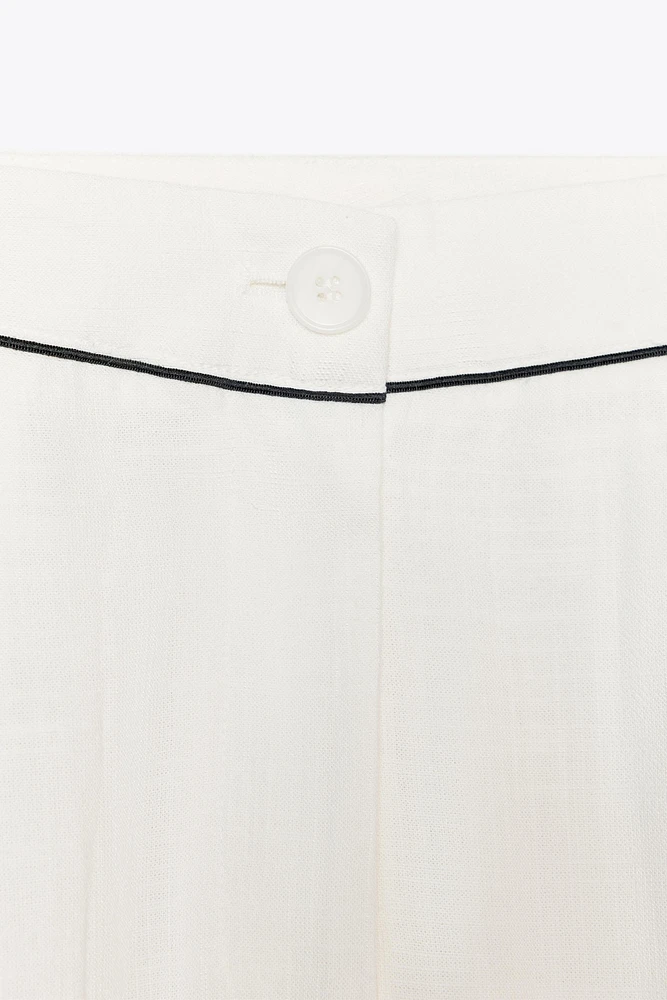 WIDE LEG PIPED PANTS