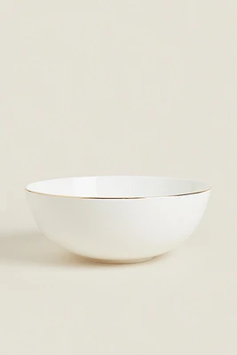 PORCELAIN SALAD BOWL WITH GOLD RIM