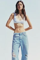 TRF MID-RISE RIPPED BAGGY JEANS