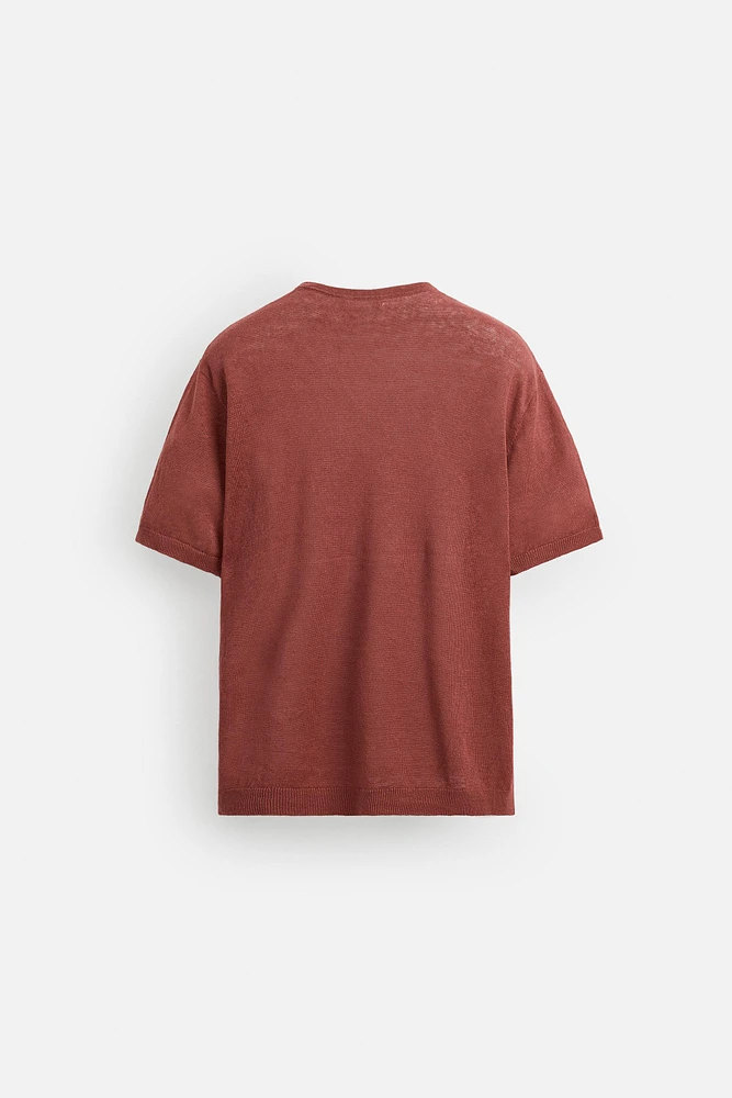 T-SHIRT EN MAILLE 100 % LIN