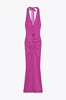 RUCHED HALTER DRESS