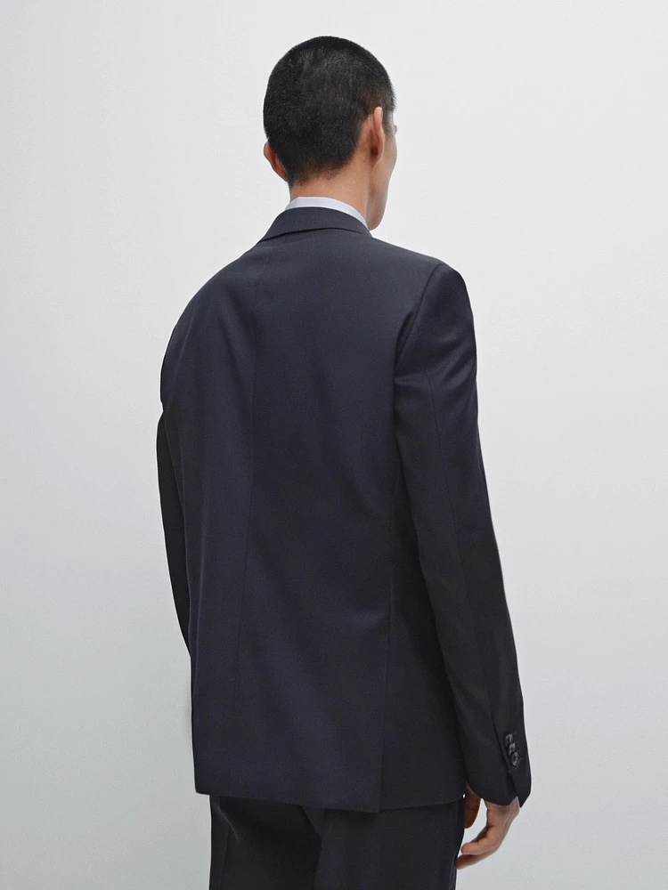 Veste de costume unie 100 % laine