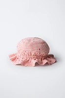 BONNET CARREAUX VICHY BRODÉ FLEURS