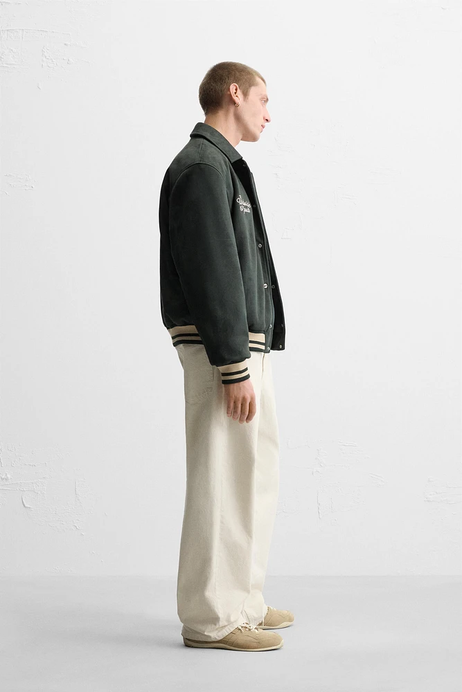 FAUX SUEDE PATCH JACKET