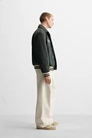 FAUX SUEDE PATCH JACKET