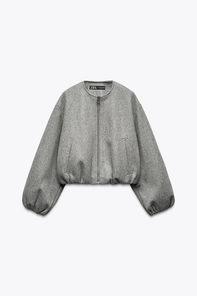 BLOUSON BOMBER DOUX À FINITIONS ÉLASTIQUES