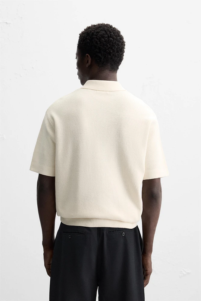 PURL KNIT ZIPPER POLO SHIRT