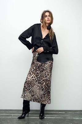 ANIMAL PRINT MIDI SKIRT