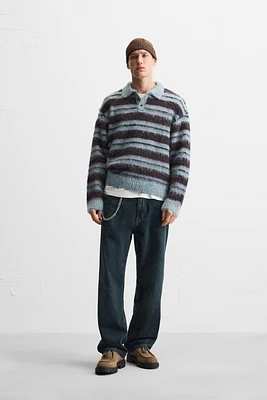 STRIPED BURSHED KNIT POLO