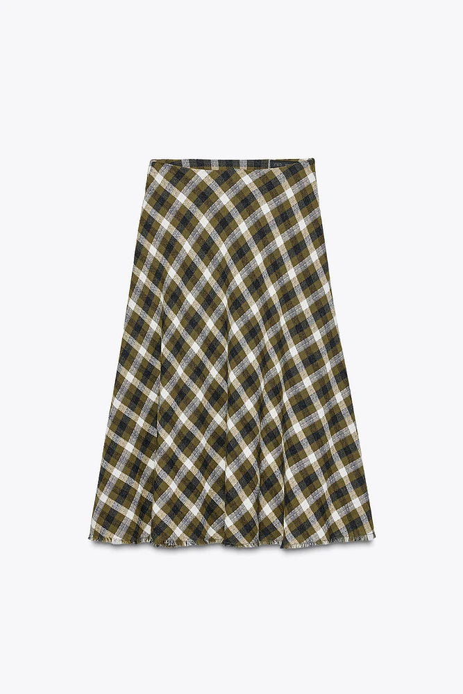 CHECKERED MIDI SKIRT ZW COLLECTION