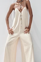 TEXTURED FLOWY LONG JUMPSUIT