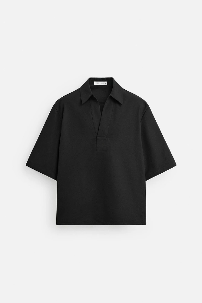 COTTON - LINEN POLO SHIRT