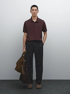 Micro textured piqué cotton polo shirt