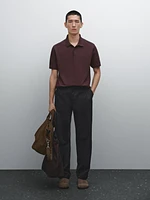 Micro textured piqué cotton polo shirt