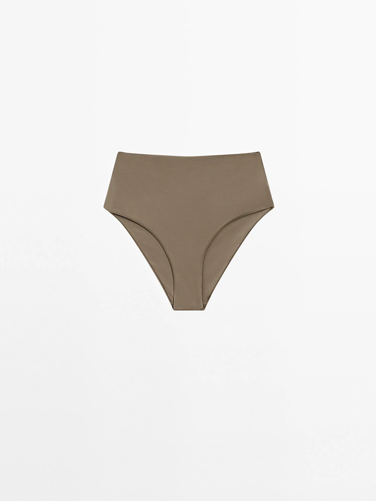 Bas de bikini uni taille haute