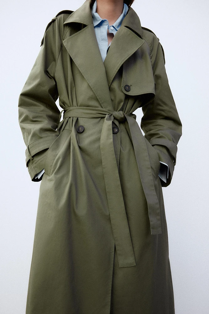 BELTED DOUBLE-BREASTED TRENCH COAT