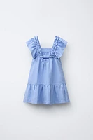 100% LINEN DRESS WITH RUFFLES