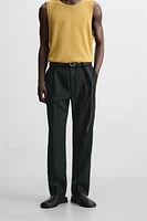 100% LINEN PLEATED PANTS