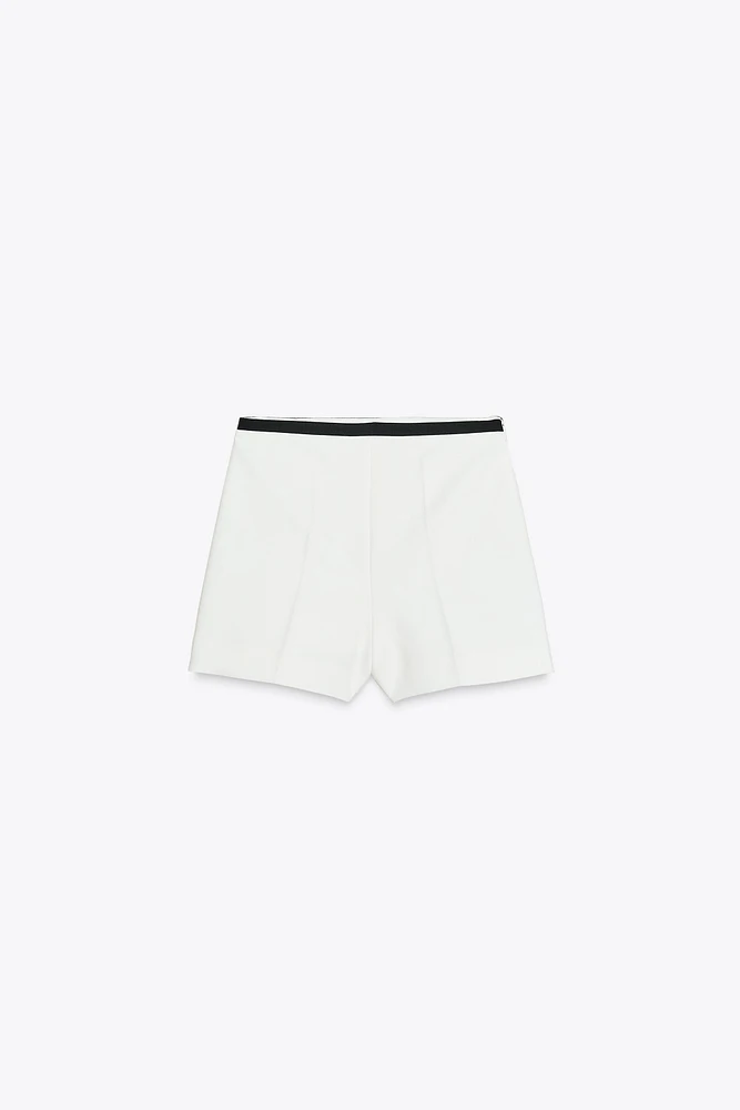CONTRAST WAISTBAND TRIM SHORTS