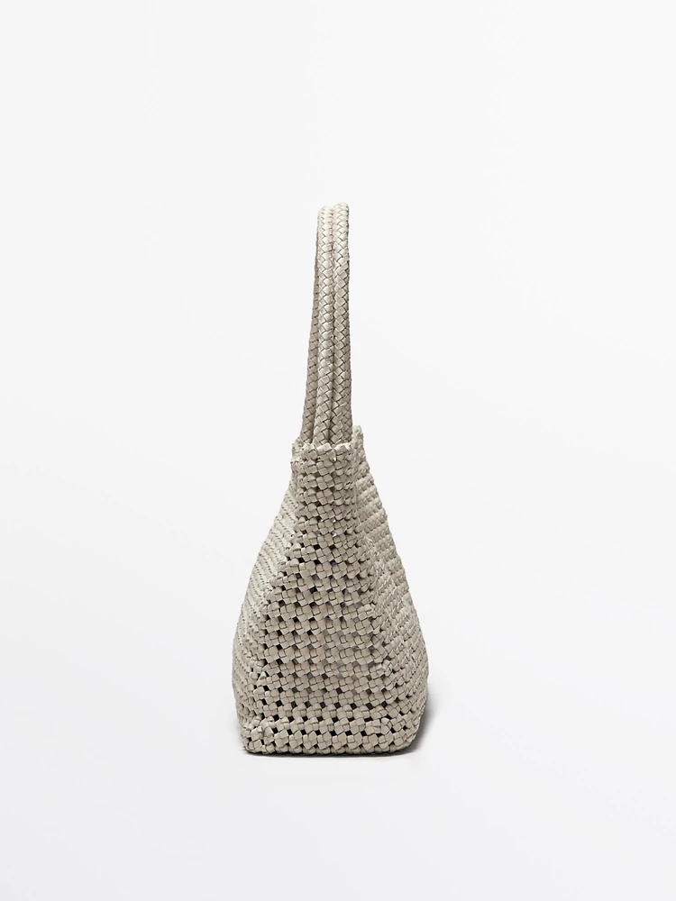 Sac cabas tressé en cuir nappa
