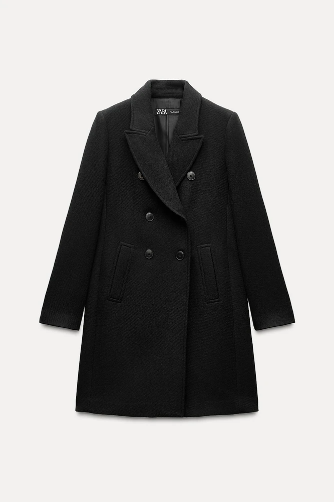 DOUBLE BREASTED WOOL BLEND COAT