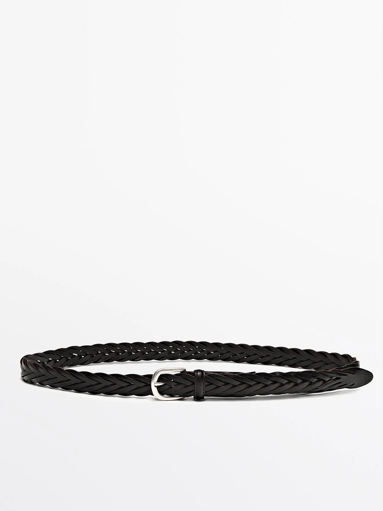 Braided leather belt