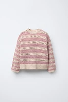 OPEN KNIT STRIPED SWEATER