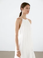 Robe longue plissée froncée