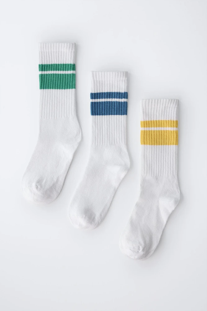 LOT DE TROIS PAIRES CHAUSSETTES À BANDES