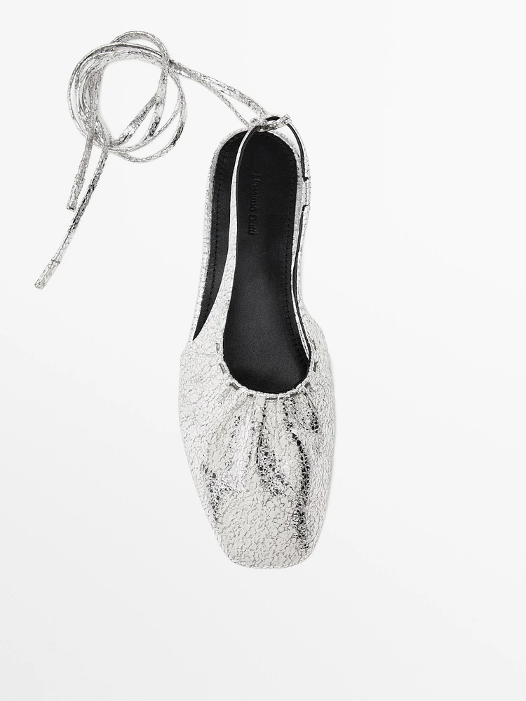 Metallic slingback ballet flats
