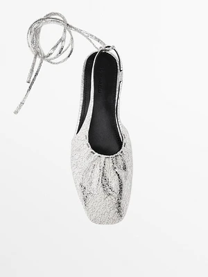 Metallic slingback ballet flats