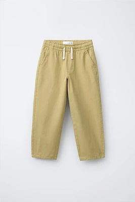 PANTALON EN COTON AVEC ÉLASTIQUES