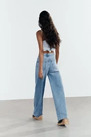 TRF HIGH-RISE WIDE LEG CROSSOVER WAIST JEANS