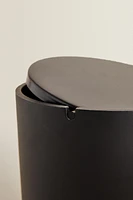 BLACK RESIN BATHROOM TRASH CAN WITH LID