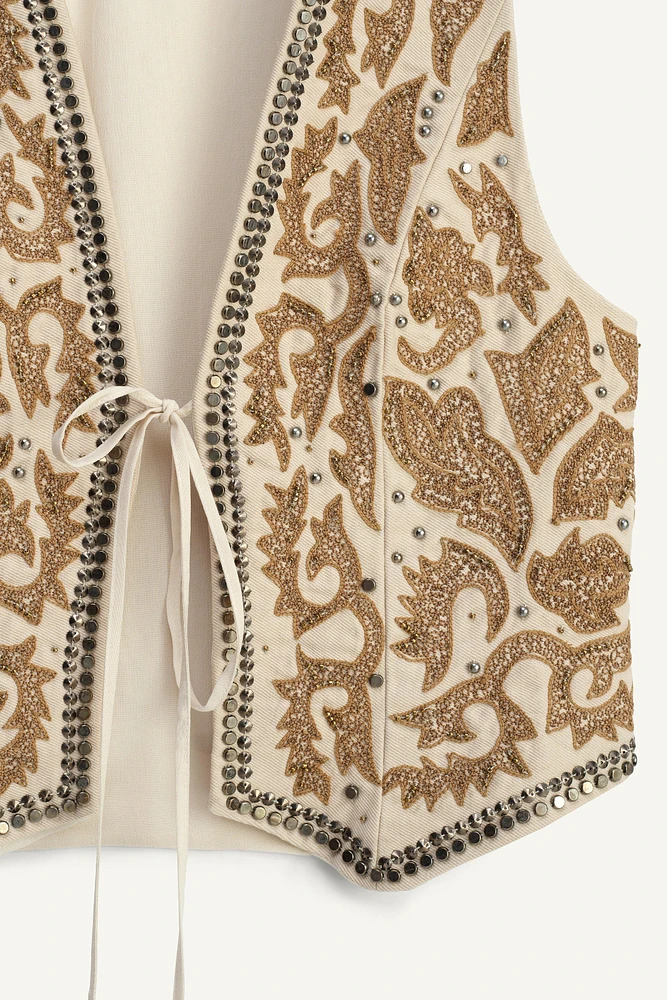 LIMITED EDITION EMBROIDERED STUDDED VEST