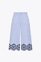 PANTALON JUPE-CULOTTE RAYURES BRODÉES