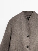 Manteau à col montant en laine mélangée