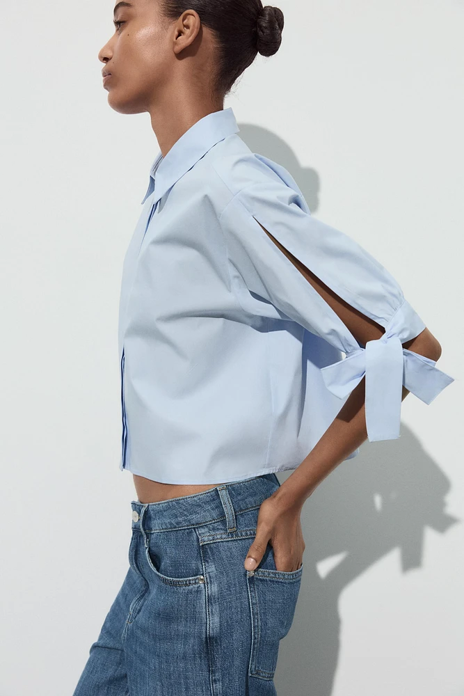 POPLIN SHIRT WITH TIES