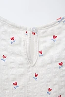 TEXTURED FLORAL PRINT T-SHIRT