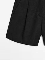 Linen blend darted waist Bermuda shorts