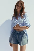 TRF PLEATED DENIM SHORTS