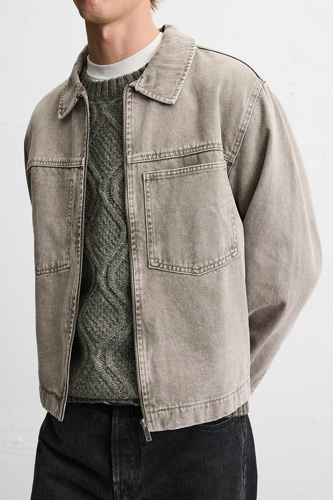 OVERSHIRT WITH CONTRASTING TOPSTITCHING