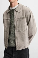 OVERSHIRT WITH CONTRASTING TOPSTITCHING